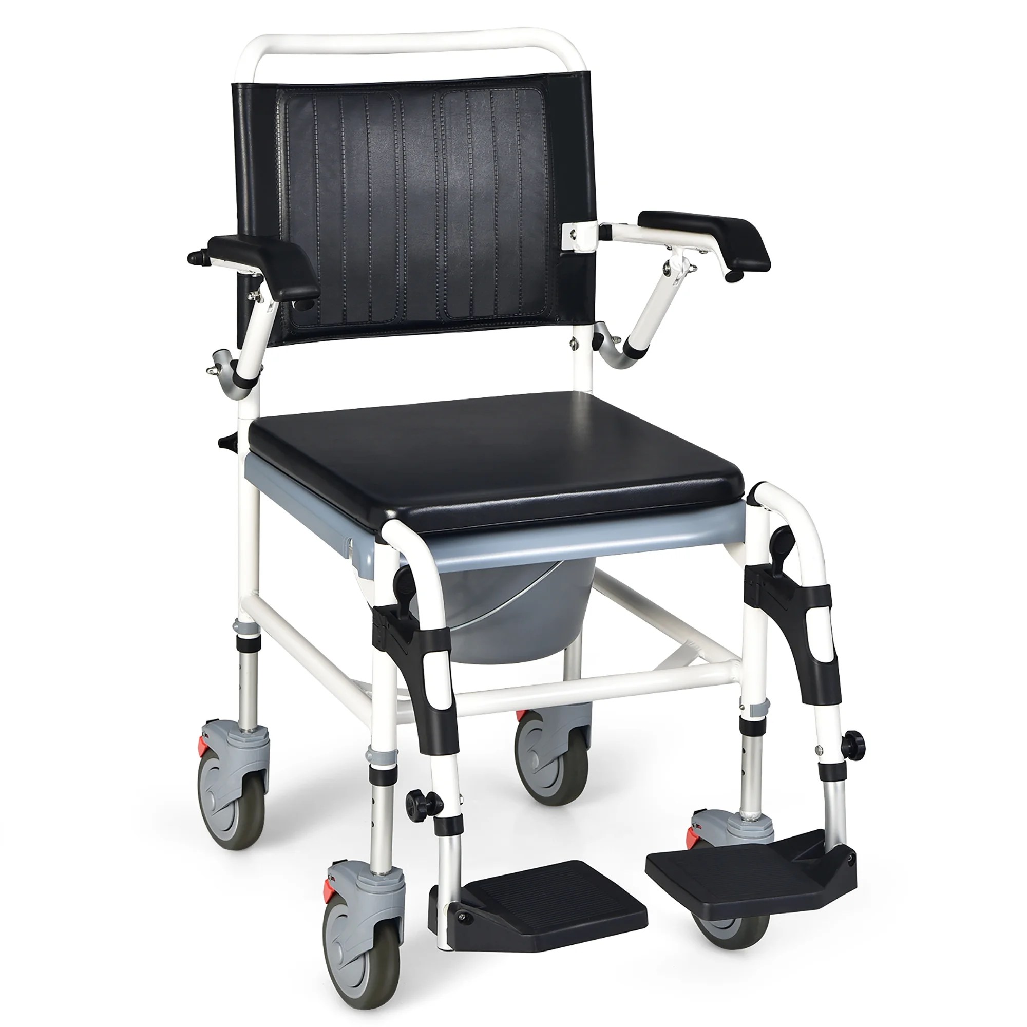 Costway 4in1 Bedside Commode Chair w/ Wheel Commode Wheelchair with