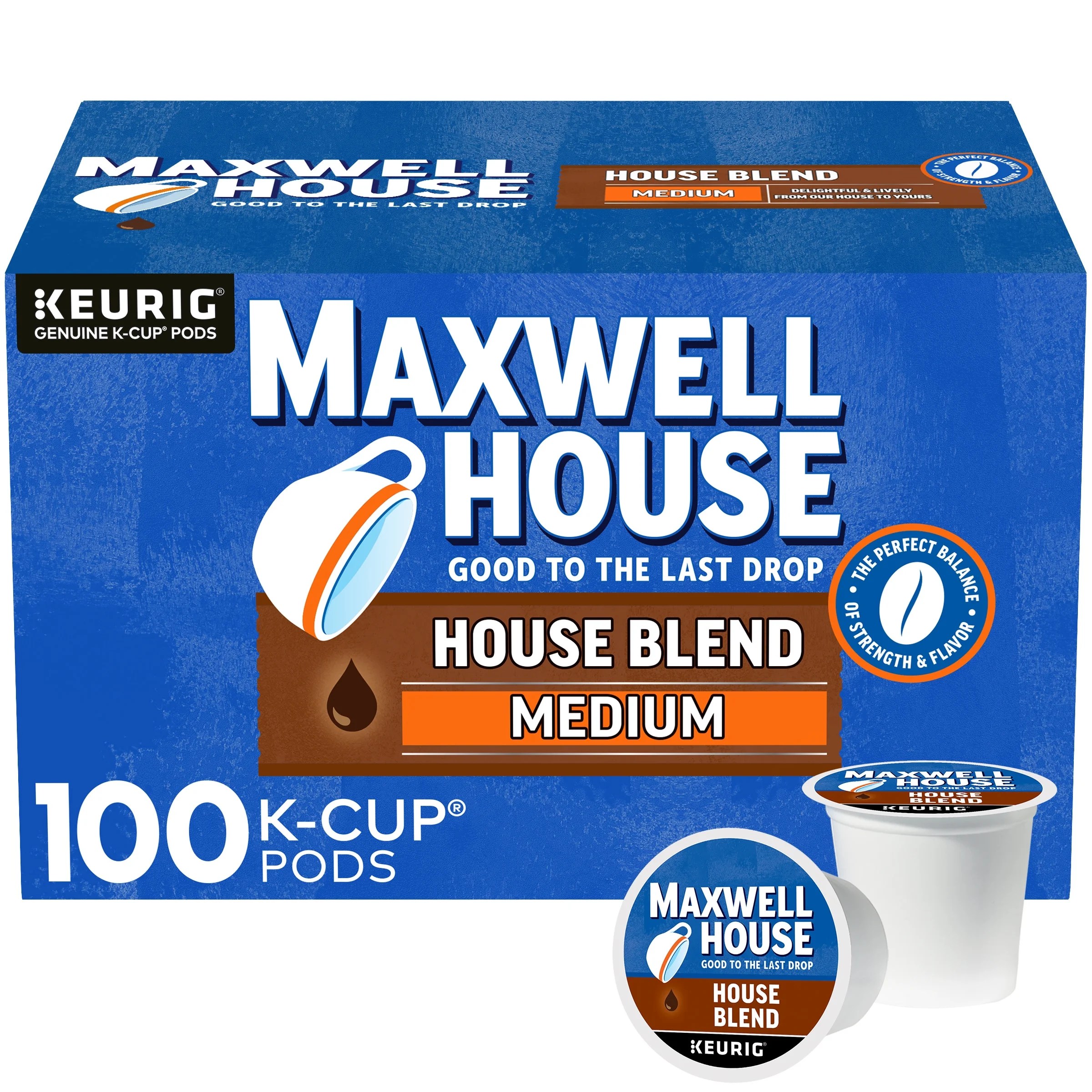 Maxwell House House Blend Medium Roast KCup® Coffee Pods, 100 ct. Box