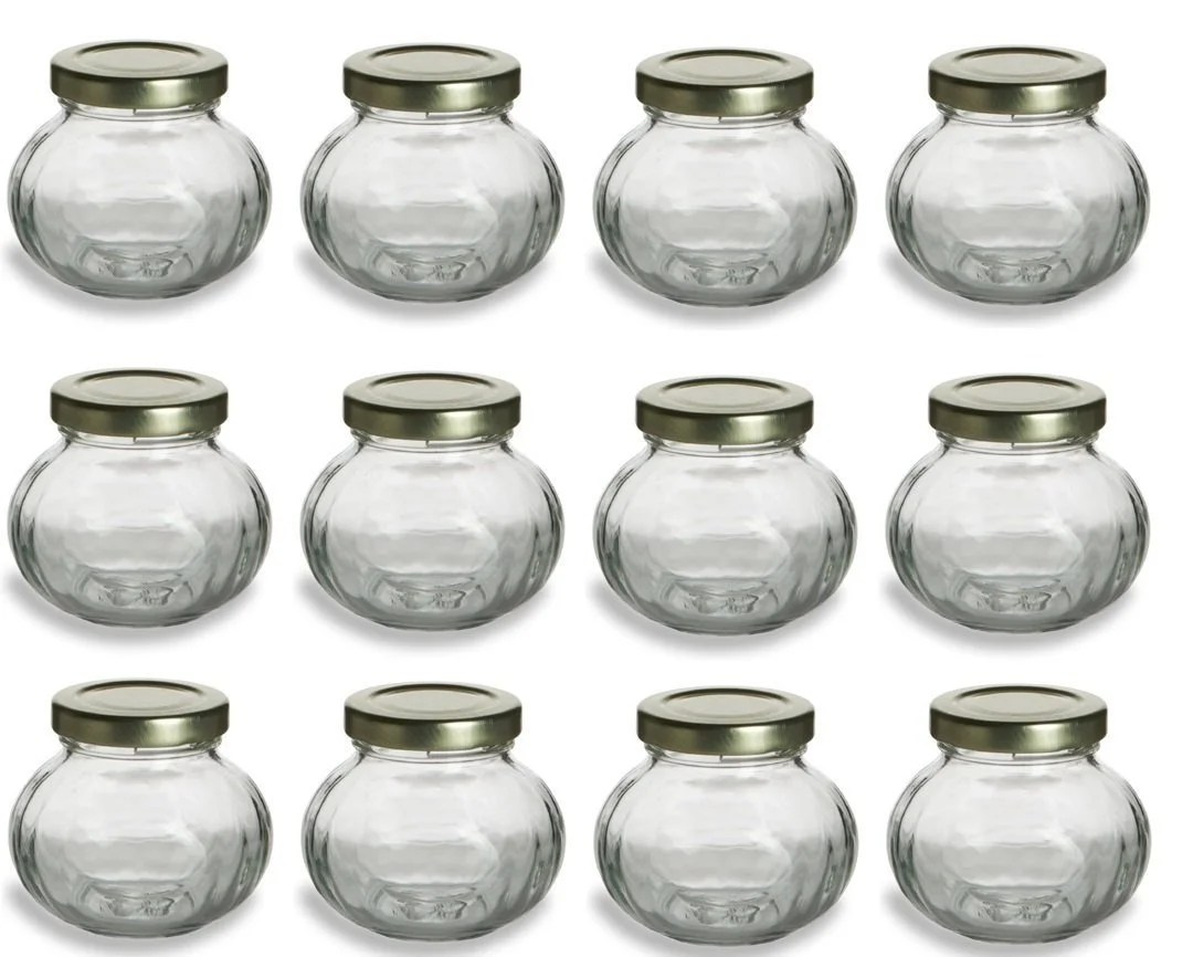 12 pcs, 4 oz Round Glass Jars for Jam, Honey, Wedding Favors, Shower