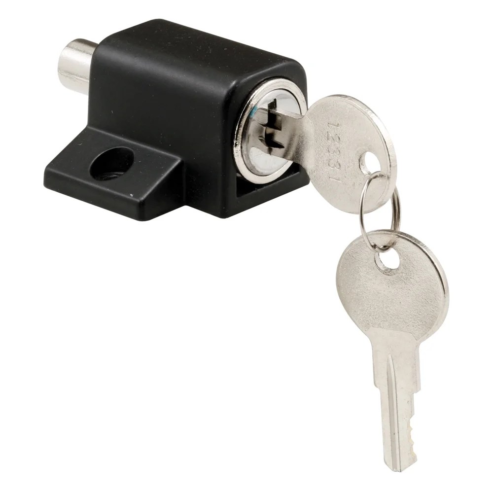 They can only be locked from the outside and once the door has been a simple and effective way of locking your barn door is by fitting a hook and eye lock onto it. Prime Line Products S 4005 Black Finish Push In Sliding Door Keyed Lock Walmart Com Walmart Com