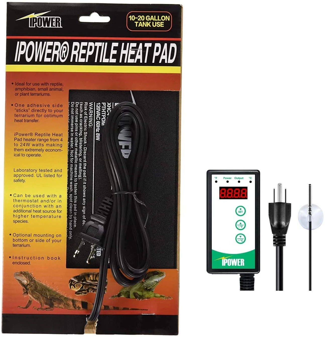 iPower PTHTPDCTRLV2HTPDM 6"x8" Reptile Heating Pad Under
