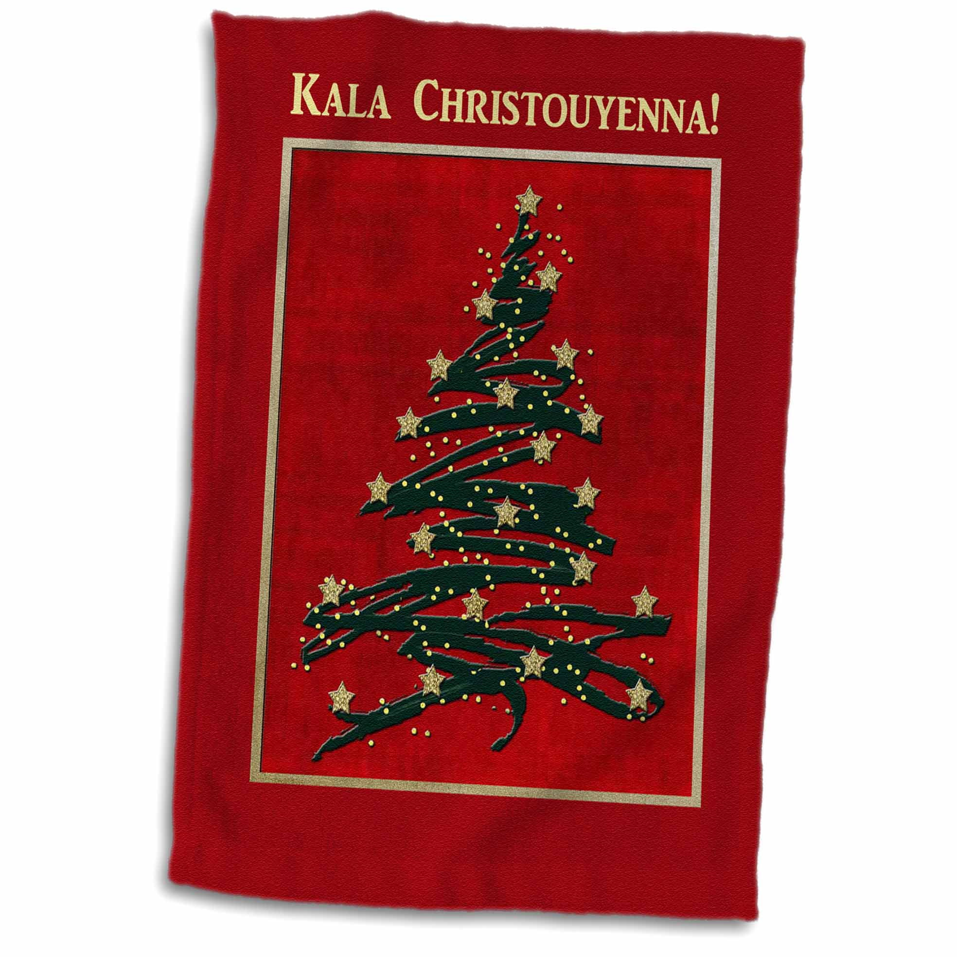 3dRose Kala Christouyenna, Merry Christmas in Greek, Christmas Tree on