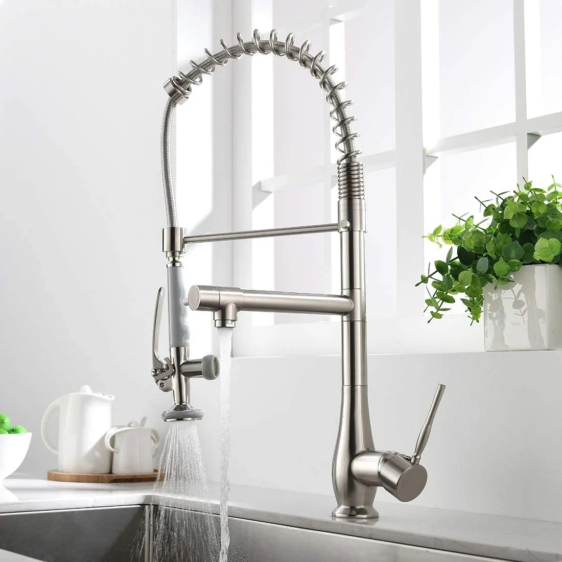 ZC5HAO Solid Brass Kitchen Faucets with Pull Down Sprayer Faucet for