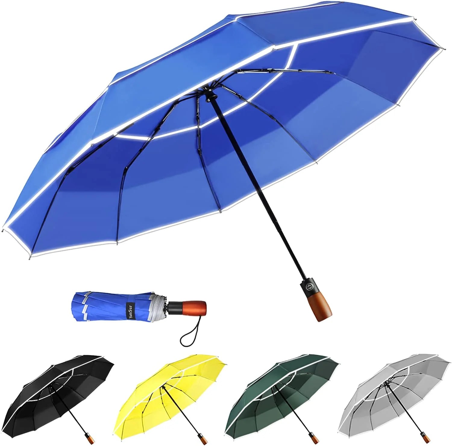 Automatic Folding Umbrella,Windproof Compact Umbrella with Two