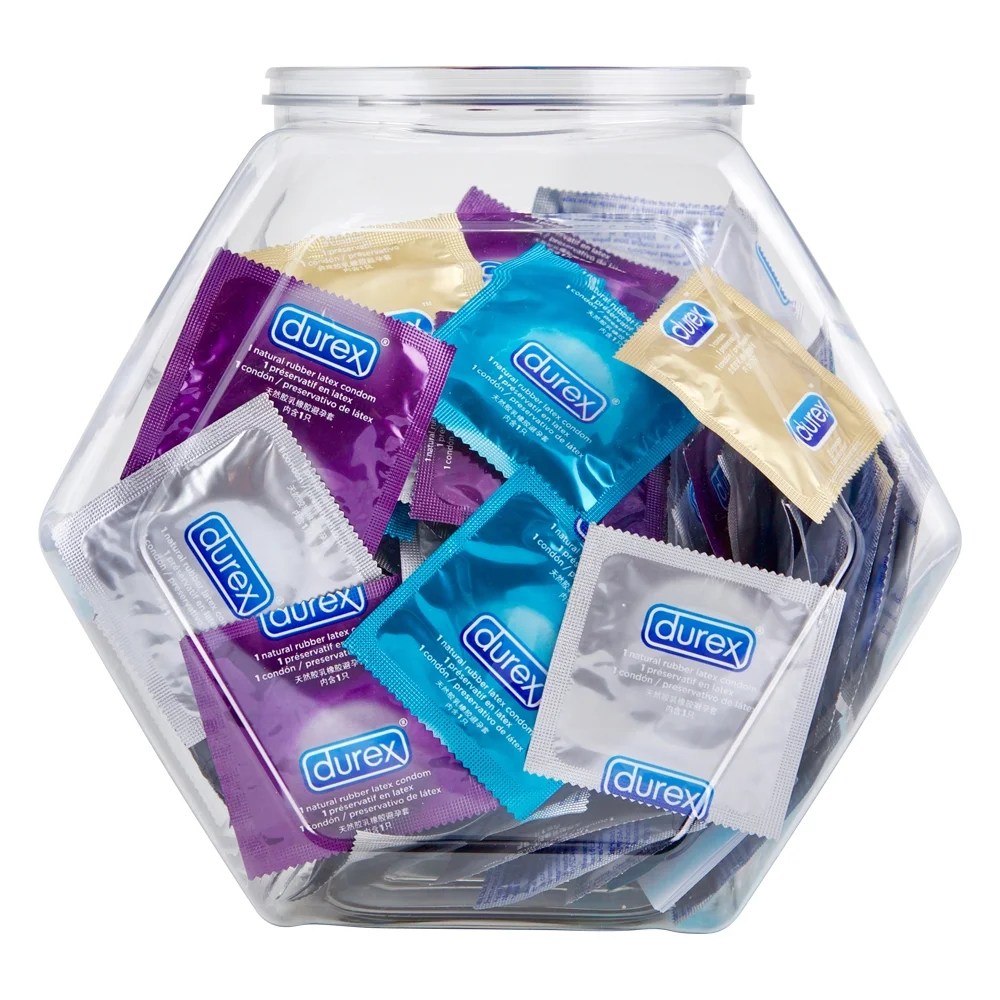 Durex Condom Fish Bowl Natural Latex Condoms, 144 Count An assortment