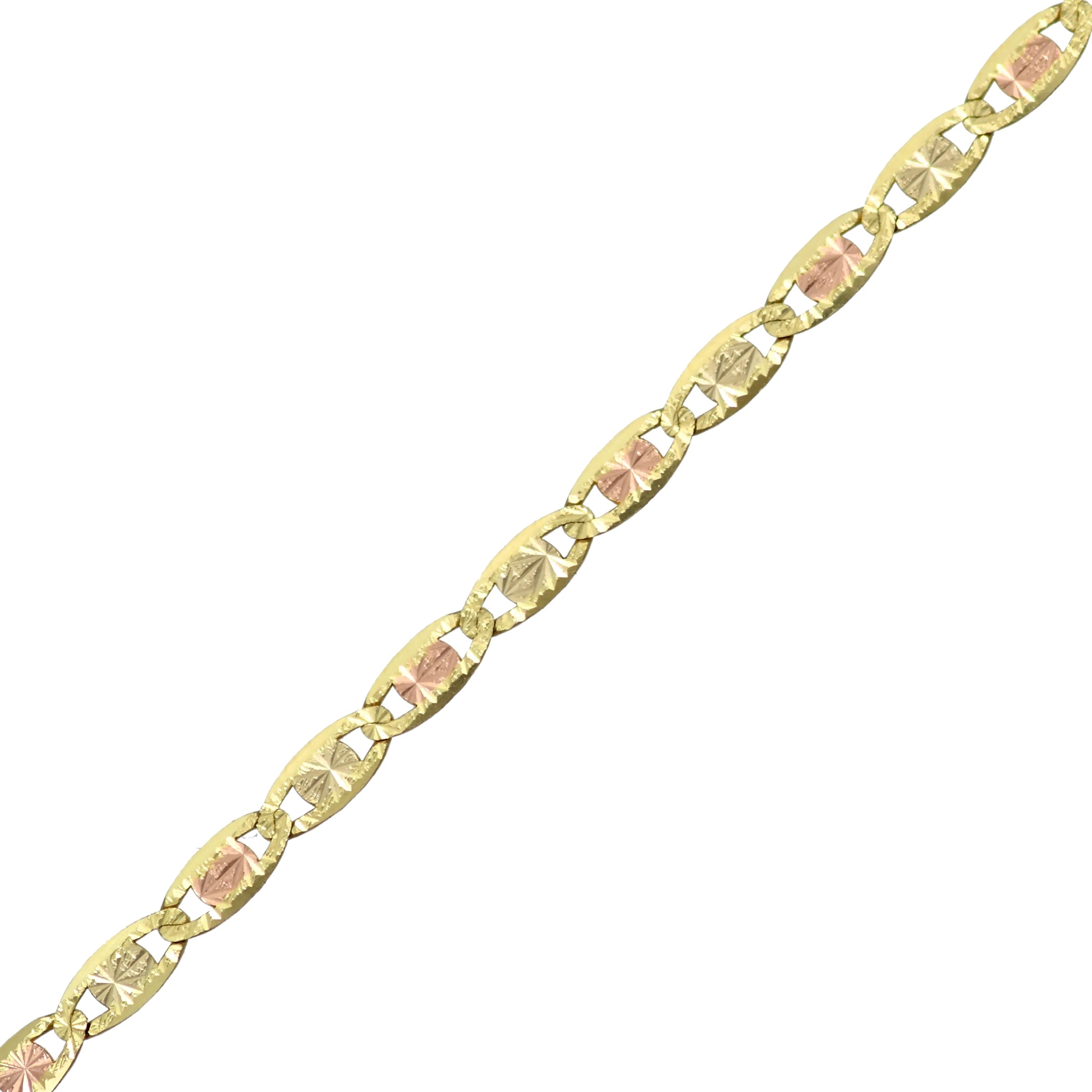 BRILLIANCE FINE JW 10KT GOLD TRICOLOR VALENTINO STAR CHAIN 20" 2