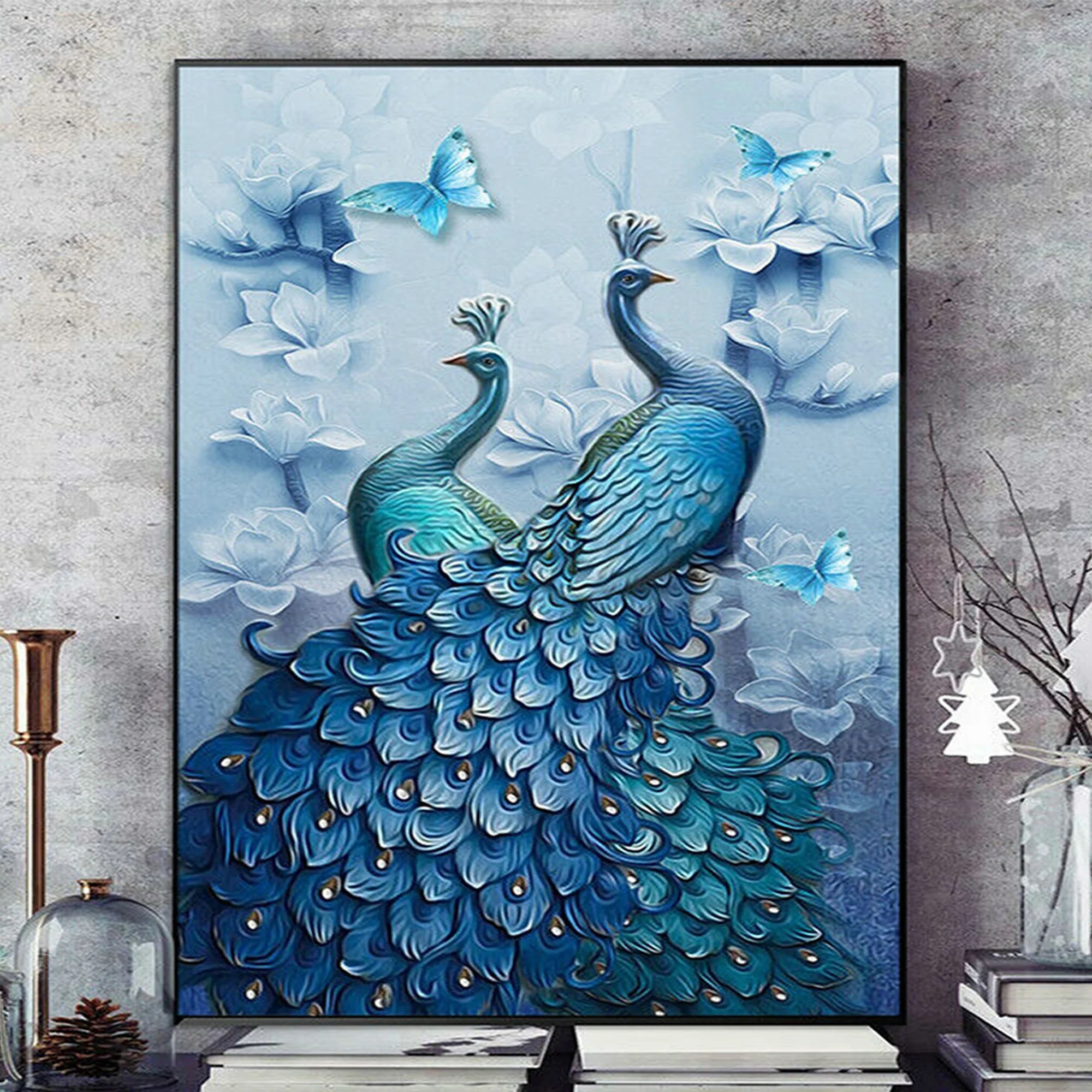 5D Diamond Painting DIY Room Wall Picture Decor Peacocks Flower