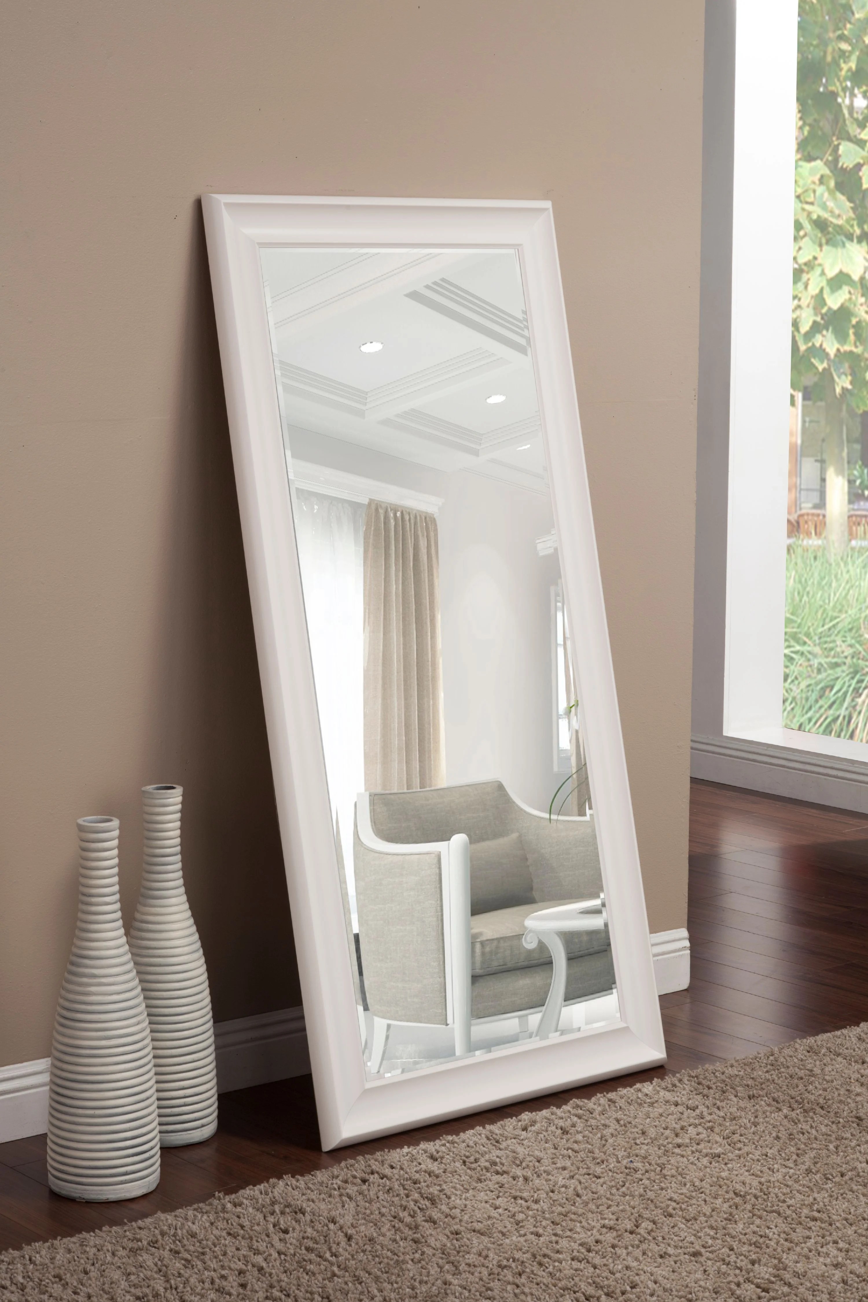 Full Length Leaner Mirror White 65"x31" by Sandberg Furniture