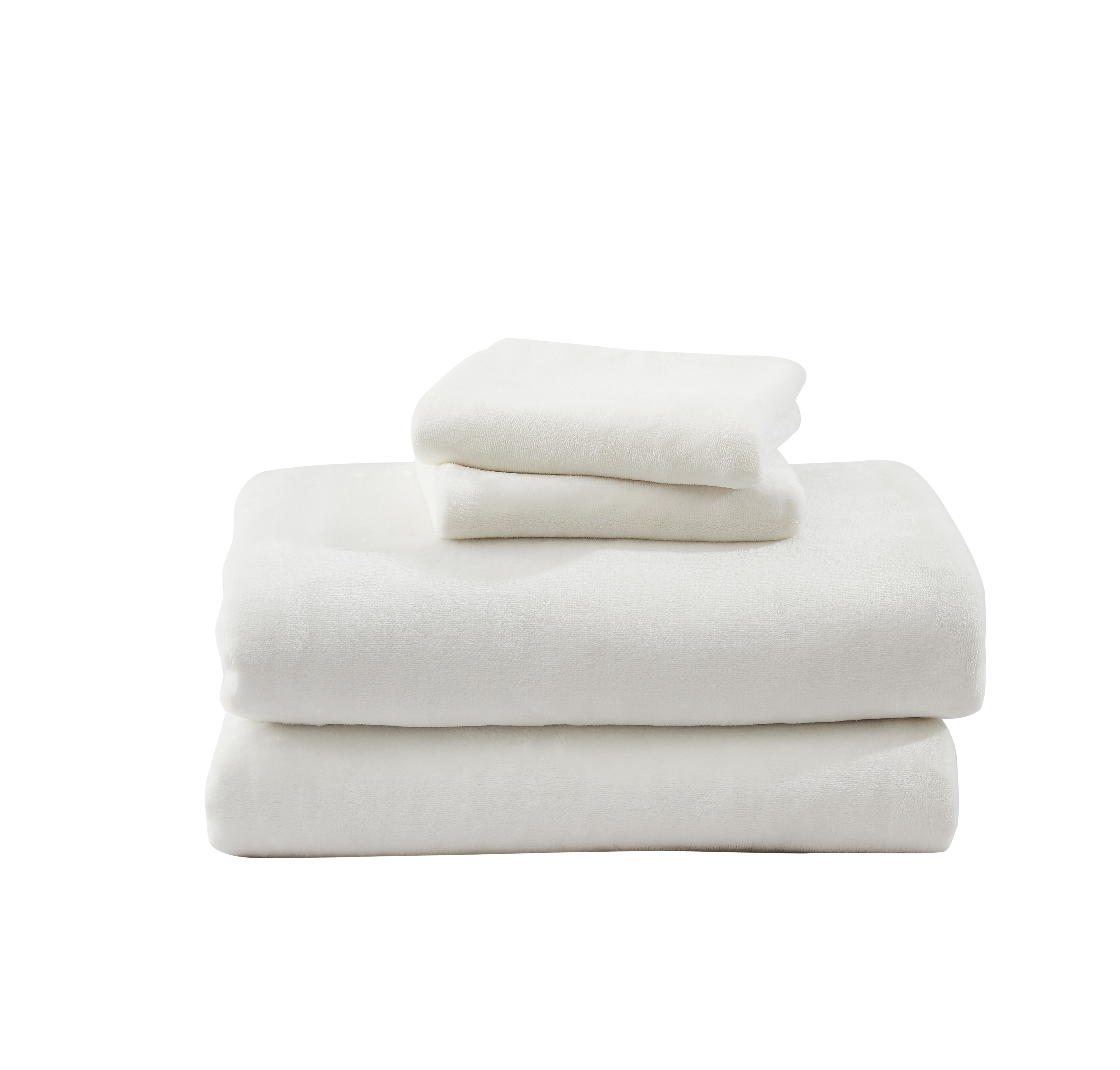 Warm and Cozy Super Plush Flannel Fleece Sheet Set, White , Full