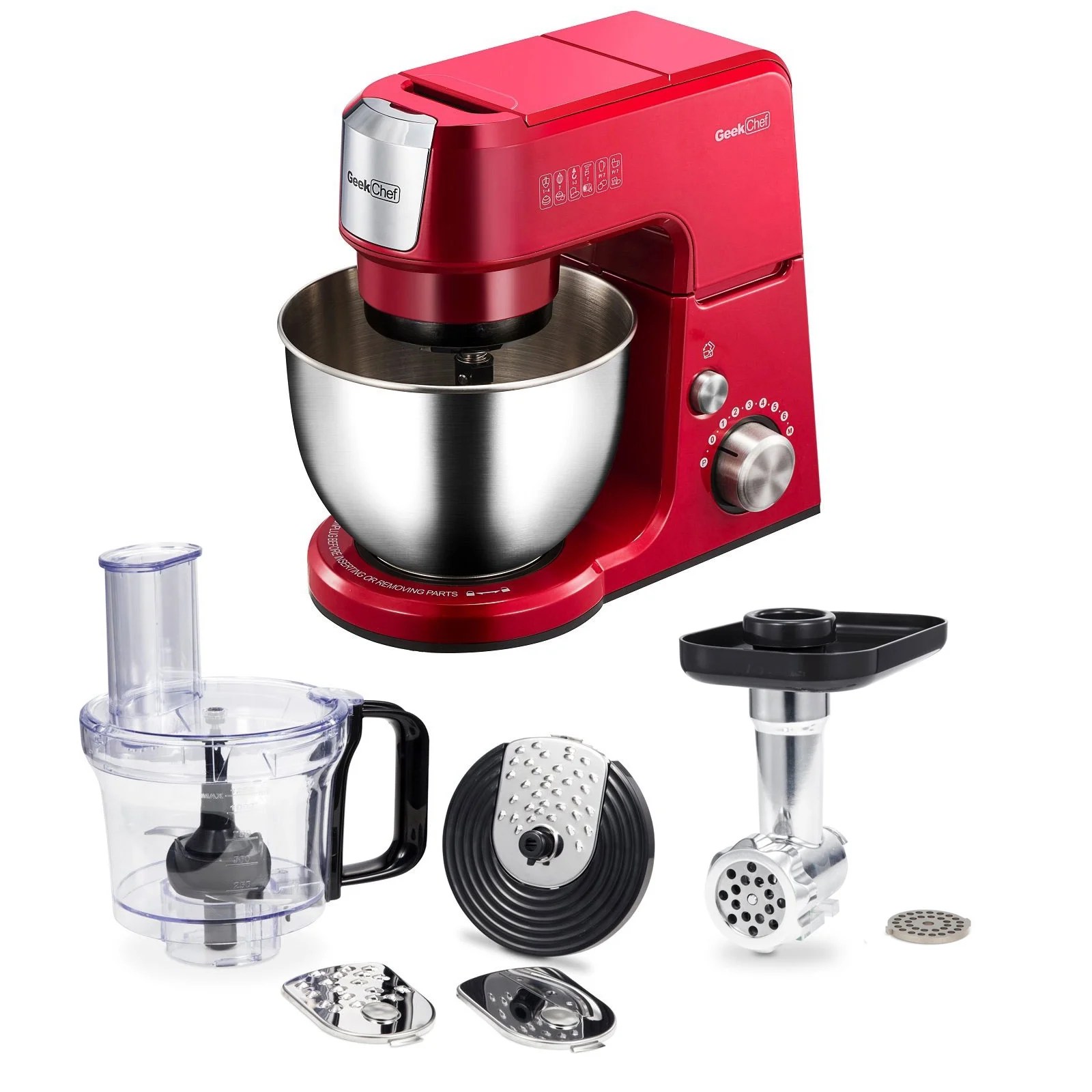 Geek Chef 2.6 Quart 7 Speed Stand Mixer with Mincer & Food Processor