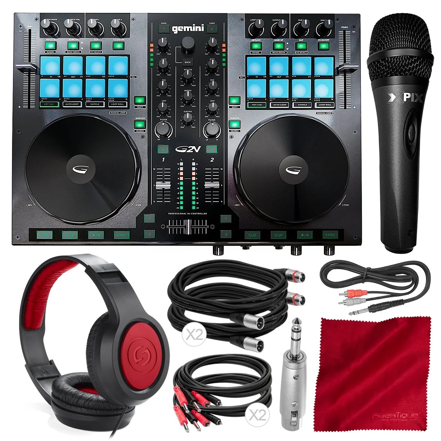Gemini G2V Virtual DJ Controller and Mixer with Xpix Condenser