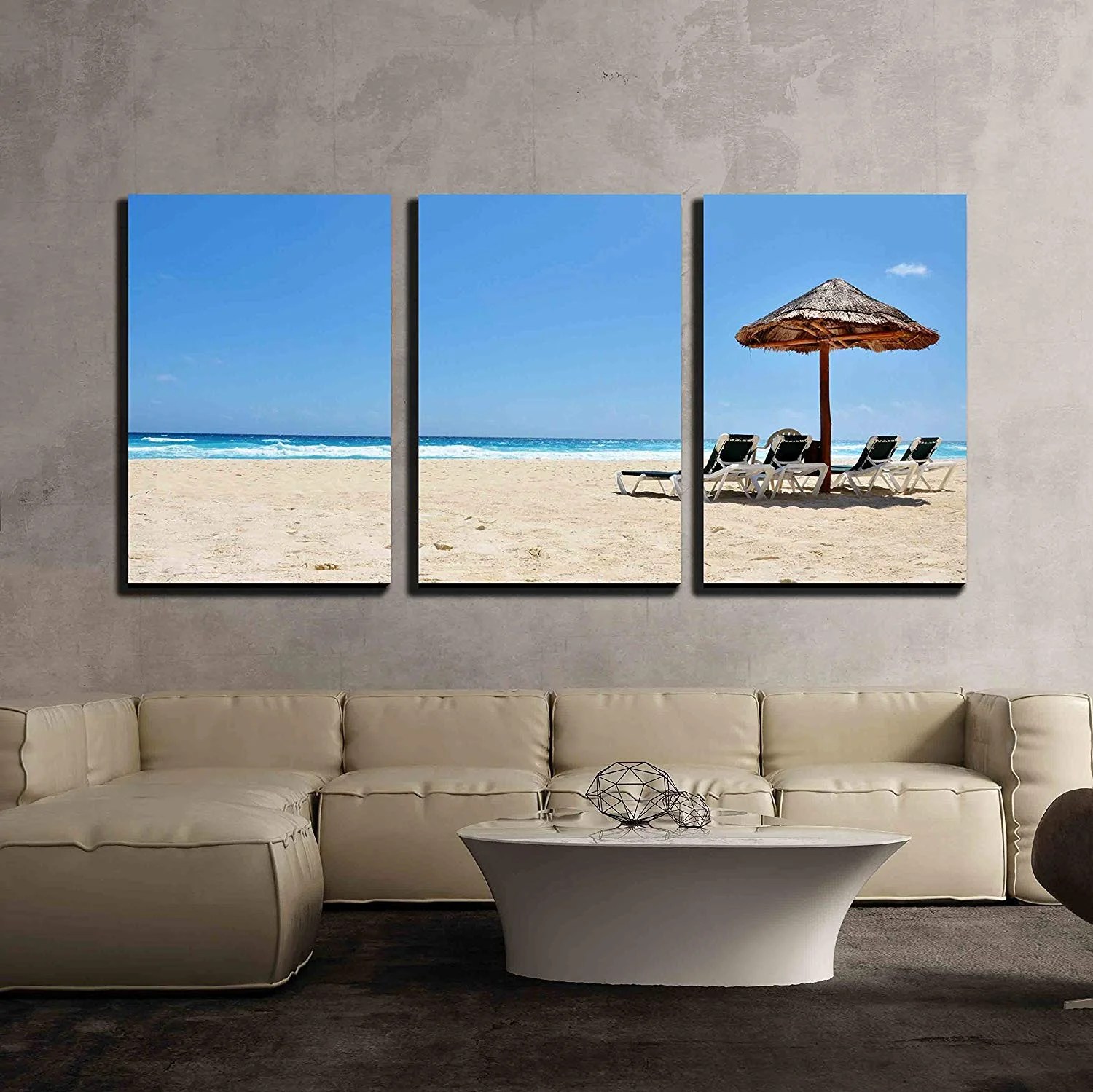 wall26 3 Piece Canvas Wall Art a Beach Chair and