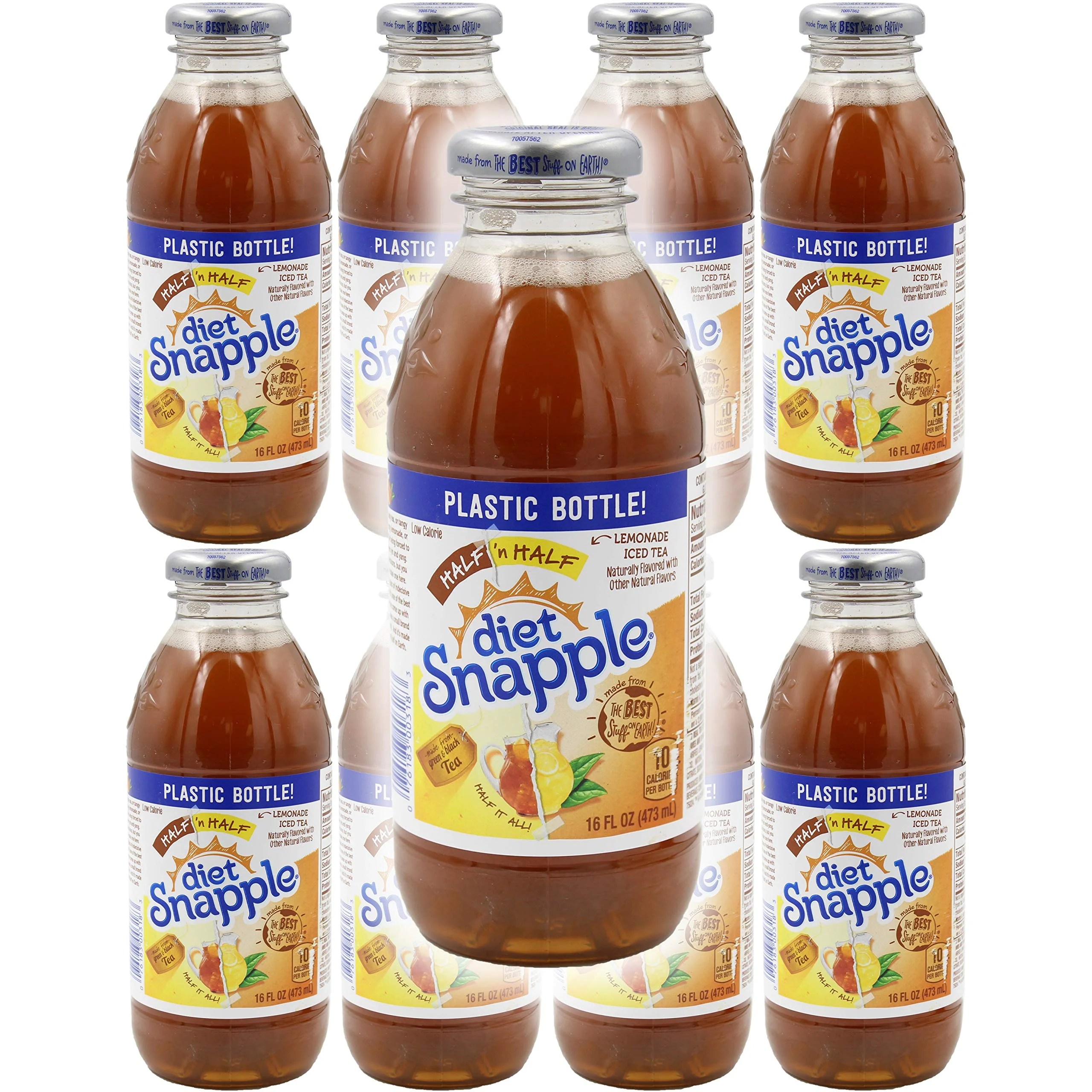Snapple Diet Half & Half Iced Tea, 16oz Bottle (Pack of 8, Total of 128