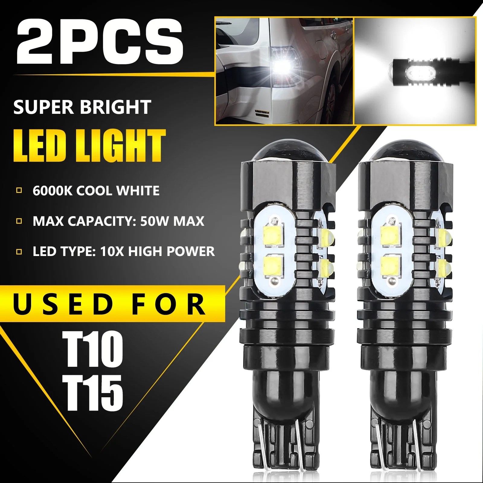 EEEkit 921 912 906 LED Canbus Error Free Reverse Backup Light Bulb for