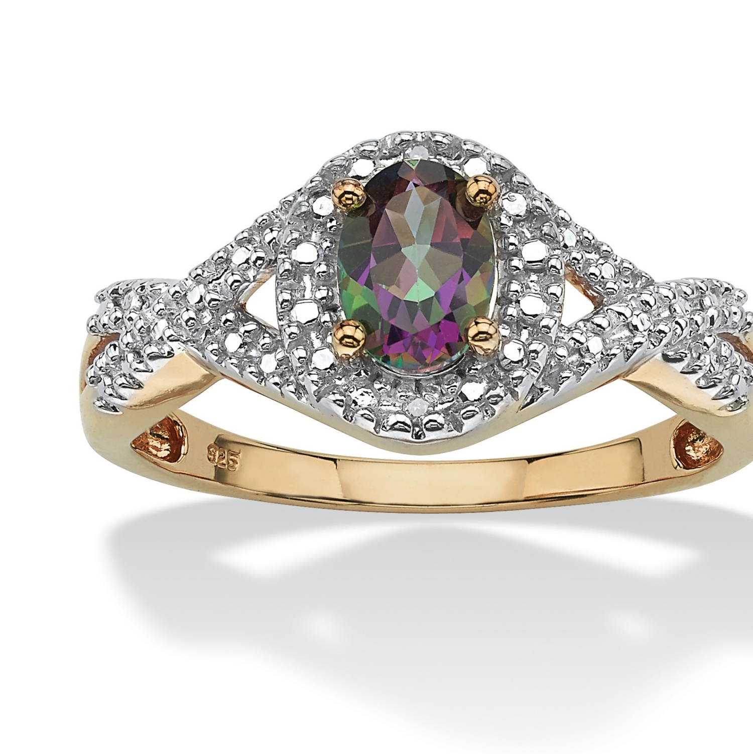 PalmBeach Jewelry 1.10 TCW OvalCut Genuine Mystic Fire