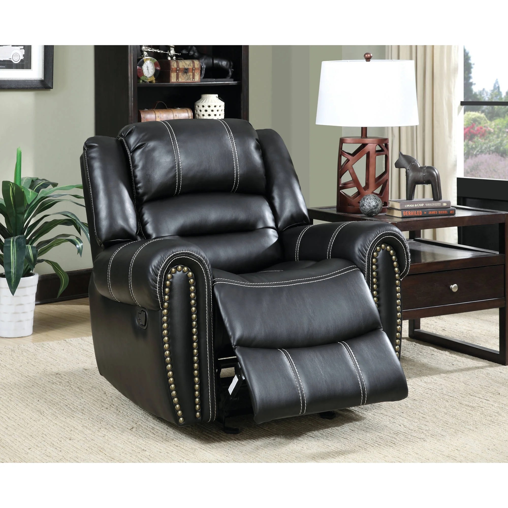 Furniture of America Contemporary Faux Leather Edris Recliner Chair Furniture of America Contemporary Faux Leather Edris Recliner Chair