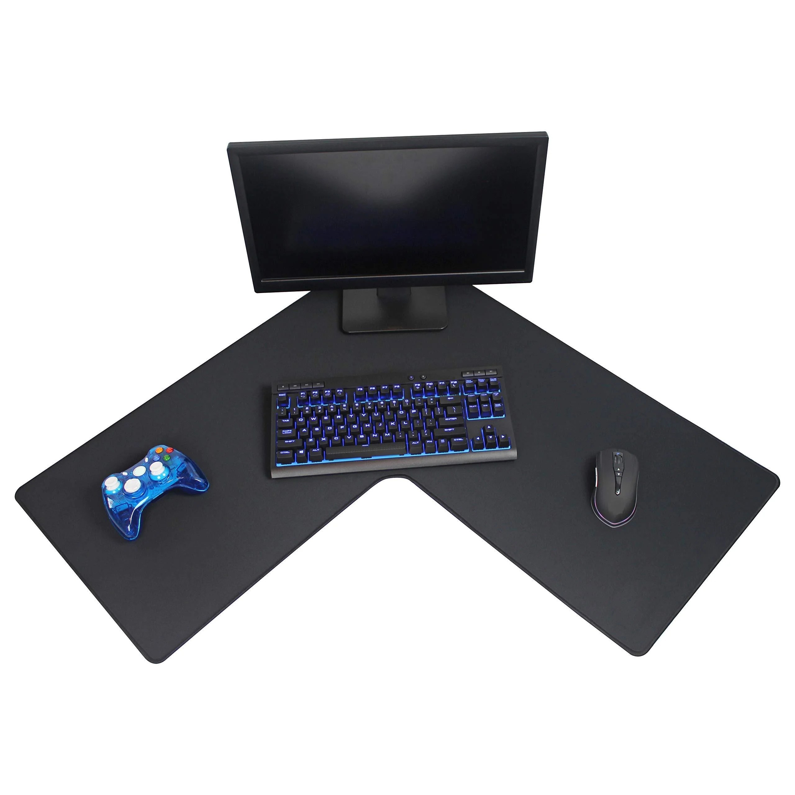 LPadds L Shaped Mouse Pad Large, 3mm thickness, Stitched Edges, Water LPadds L Shaped Mouse Pad Large, 3mm thickness, Stitched Edges, Water