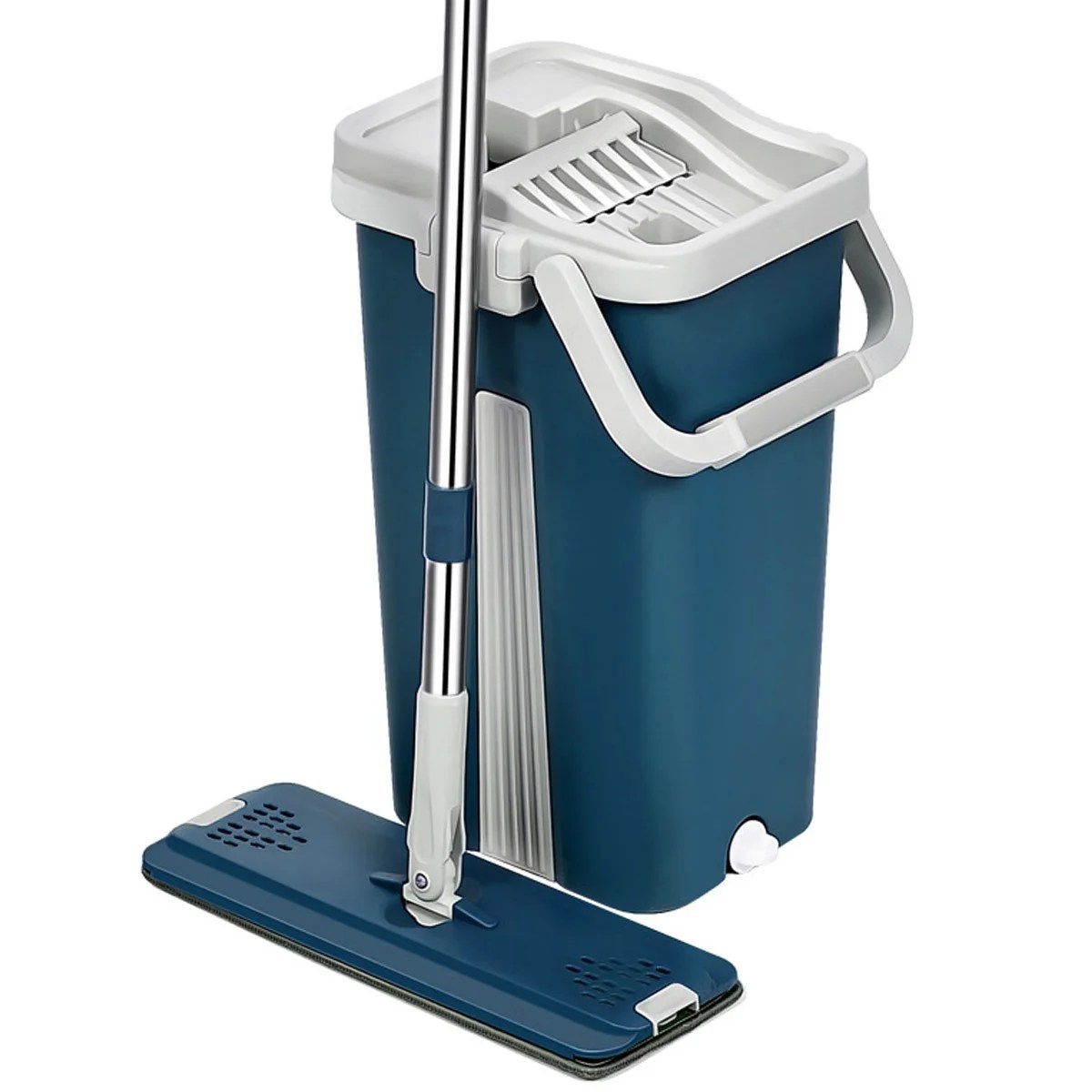 Flat Floor Mop and Bucket Set,Wash & Dry Mop Self Cleaning Drying