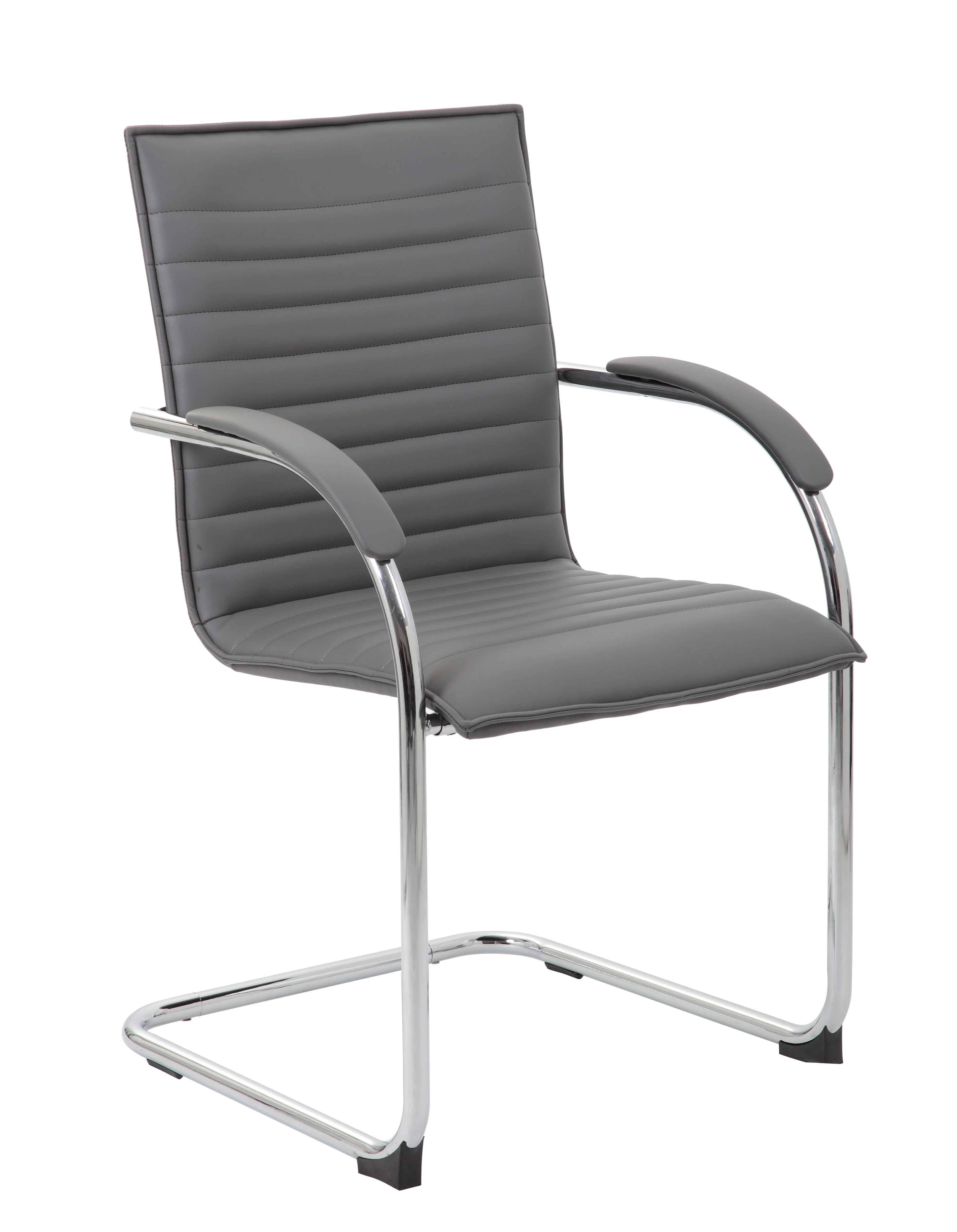 Boss Office & Home Ross Transitional Grey Chrome Frame Vinyl Side Chair
