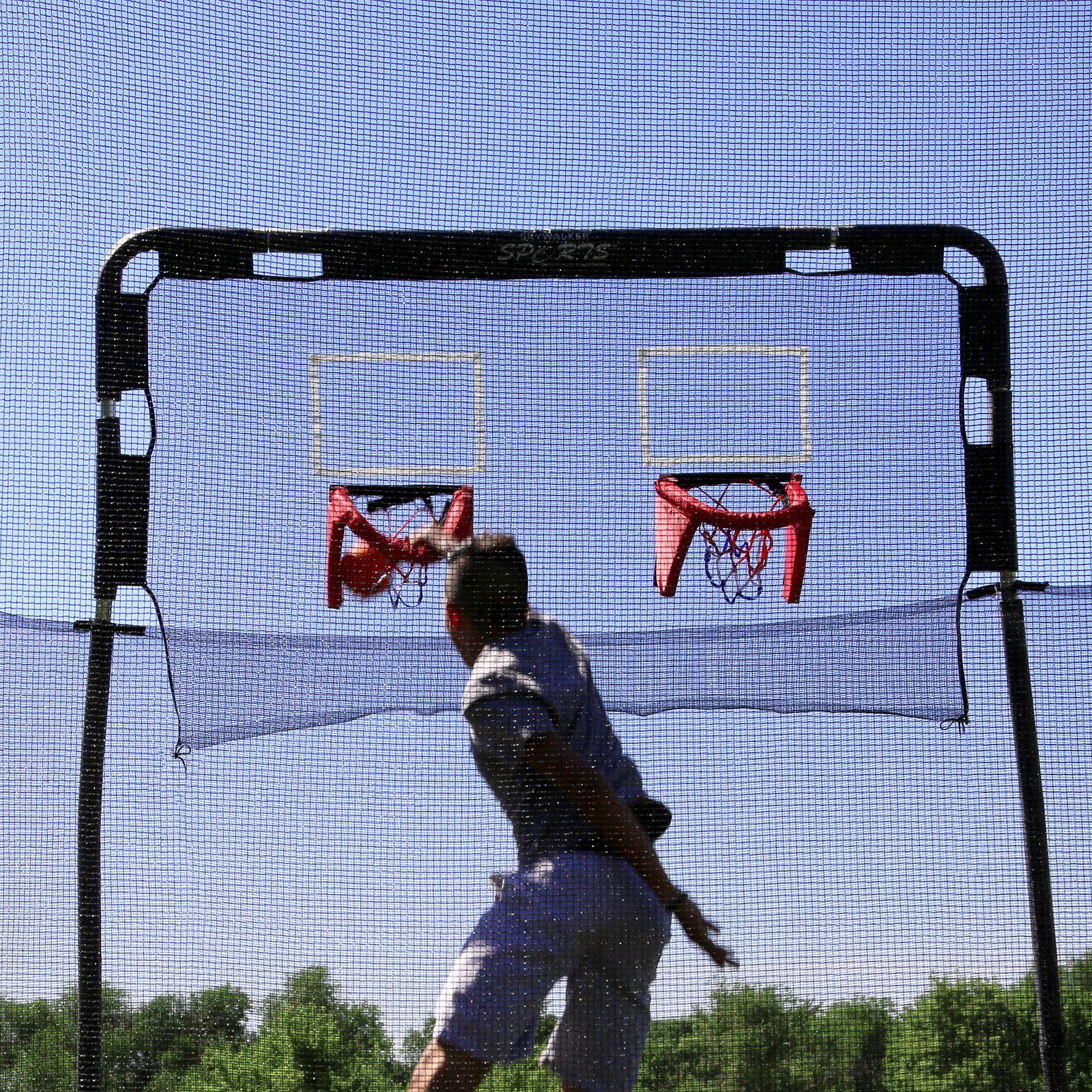 Double Basketball Hoop for Skywalker 6 pole 15 ft Trampolines 2 Foam