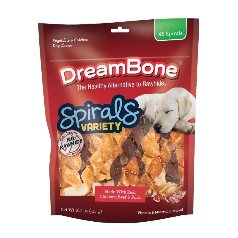 DreamBone Spirals Variety Pack RawhideFree Dog Chews, 18