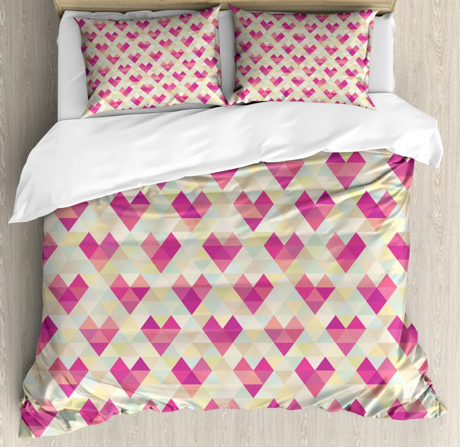 Geometric Duvet Cover Set, Colorful Modernistic Mosaic