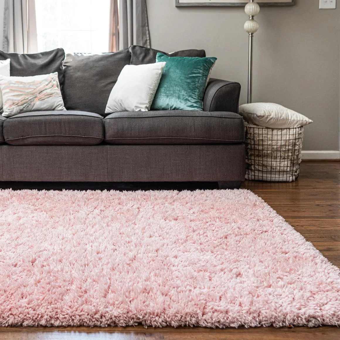 Infinity Collection Solid Shag Area Rug by ‚Äì Pink 9' x 12