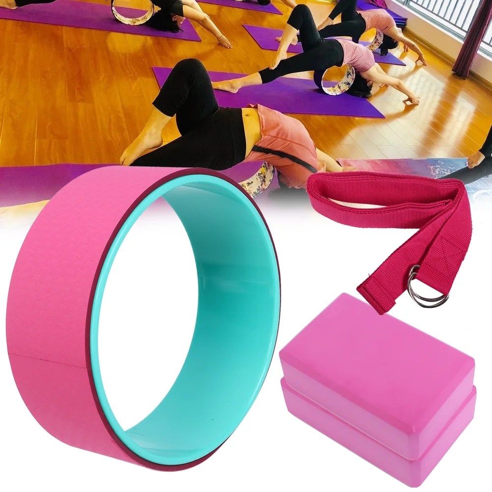 YLSHRF Yoga Block,4pcs Yoga Wheel Yoga Block Yoga Stretch Belt Strap