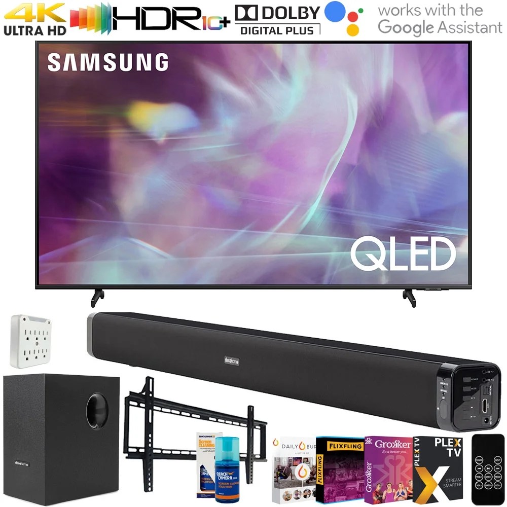Samsung Q60 70 Inch QLED 4K UHD 2021 Smart TV with Deco Gear Soundbar