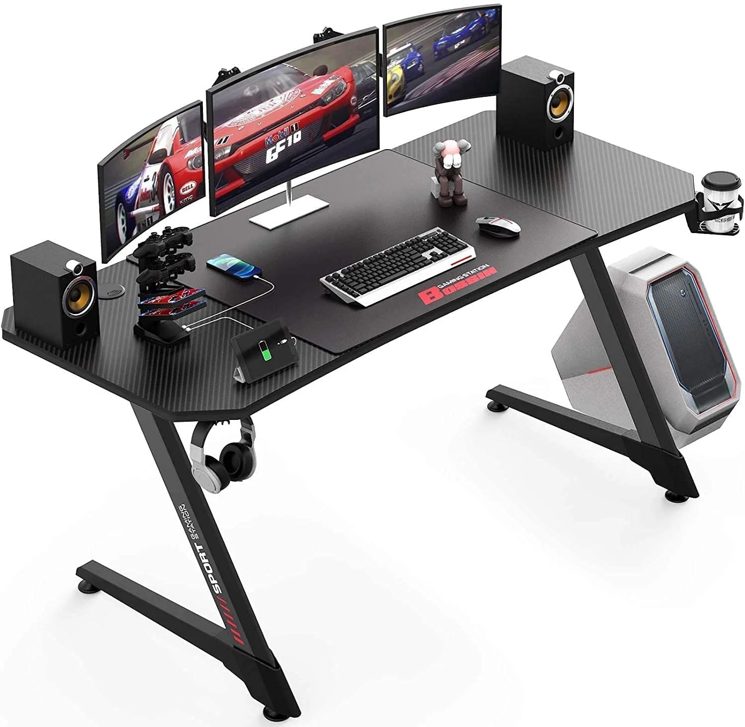 Vitesse 55 Inch Gaming Desk, Ergonomic Office PC Computer Desk with