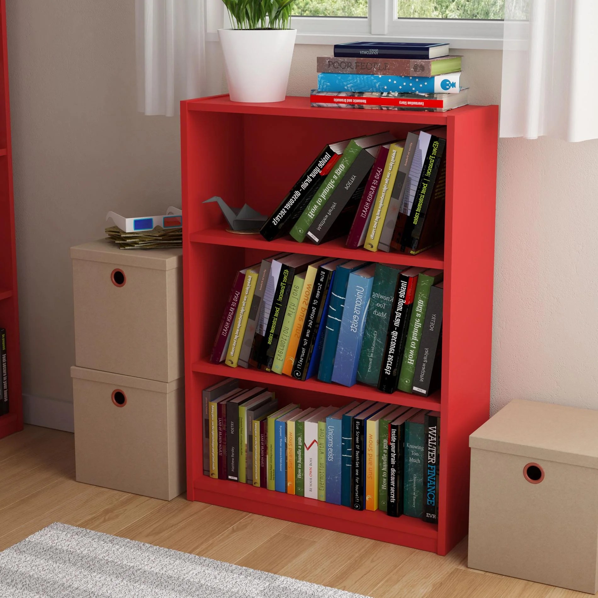 Altra Core 3 Shelf BookcaseFinishRuby Red