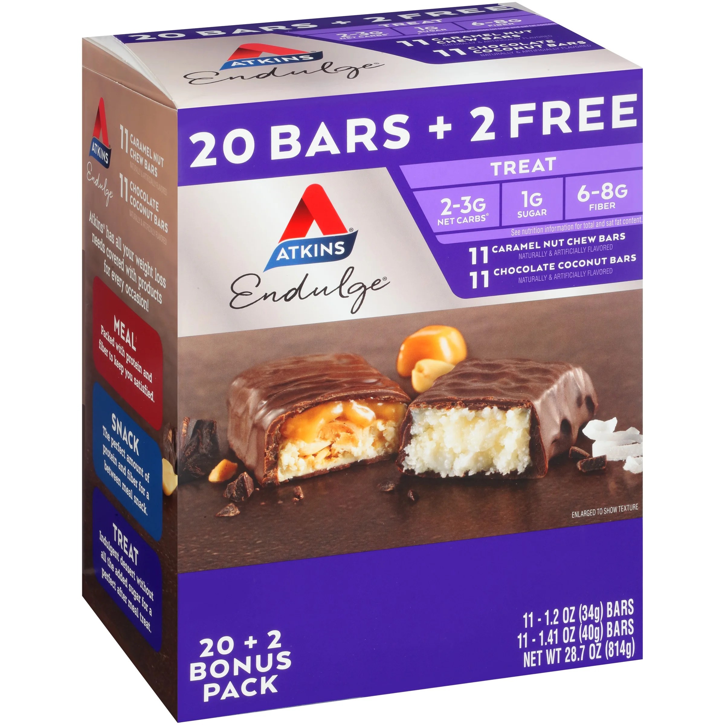 Atkins Endulge Treat, Caramel Nut Chew and Chocolate Coconut Treat Bars