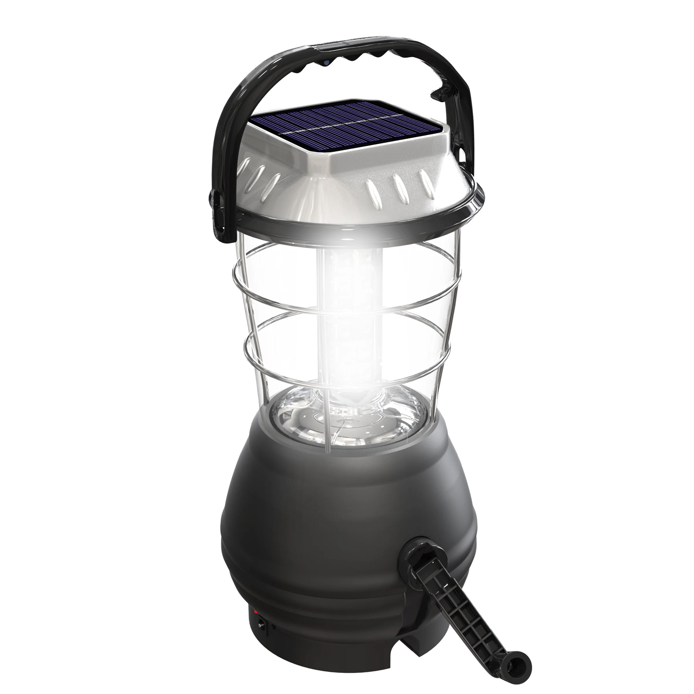 Solar Powered, Crank Dynamo, Battery Operated Lantern 4 Ways to Power