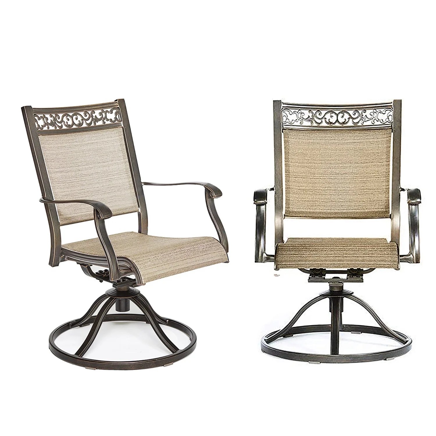 Set of 2 Bistro Swivel Rocker Chairs Outdoor Patio Garden Furniture