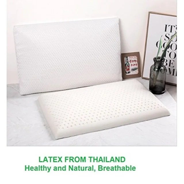 Slim Sleeper Natural Latex Foam Pillow, Thin, Ventilated, Low Profile, Anti Mite, Anti bacterial