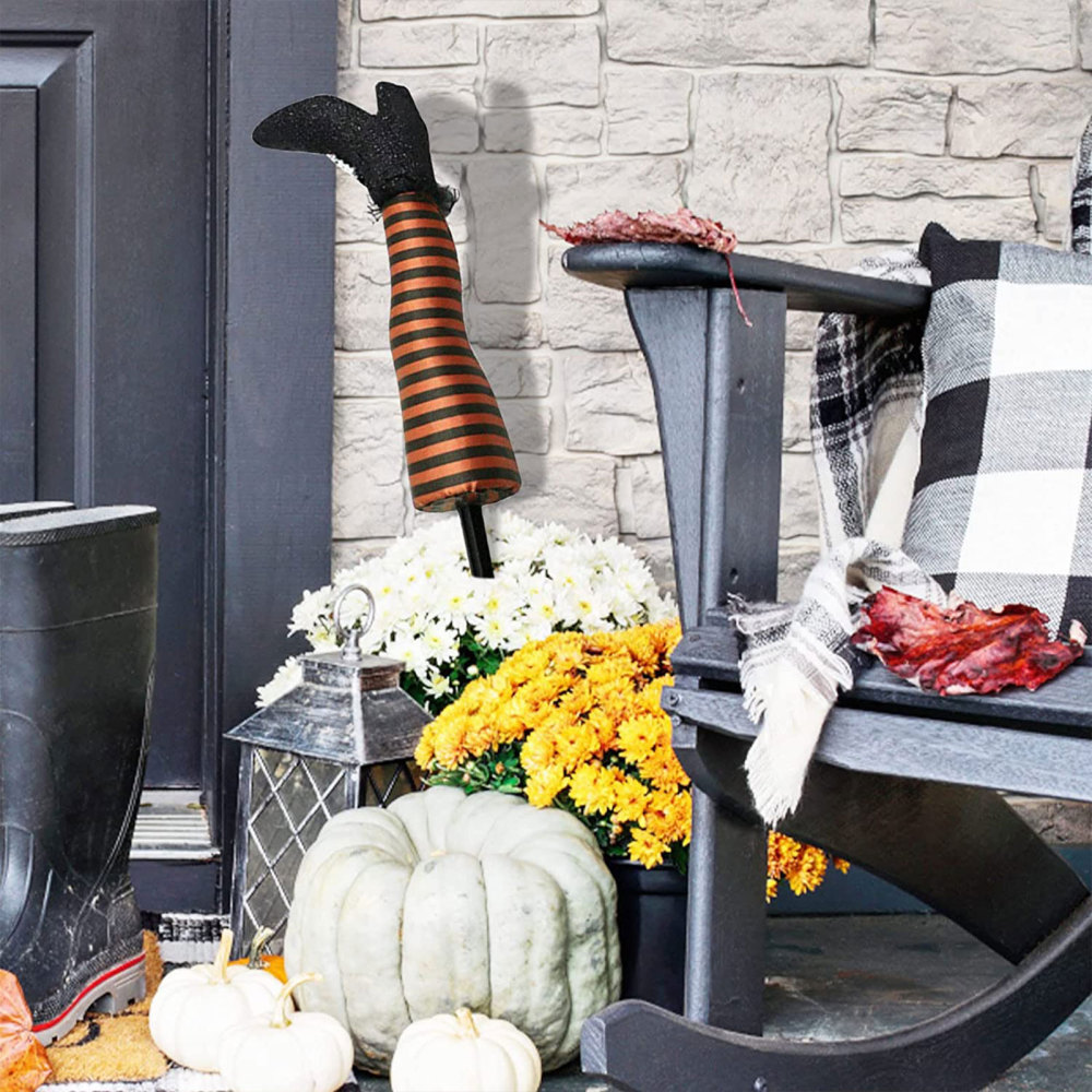 Halloween Striped Witch Legs with High Heels Halloween Yard Stakes Lawn