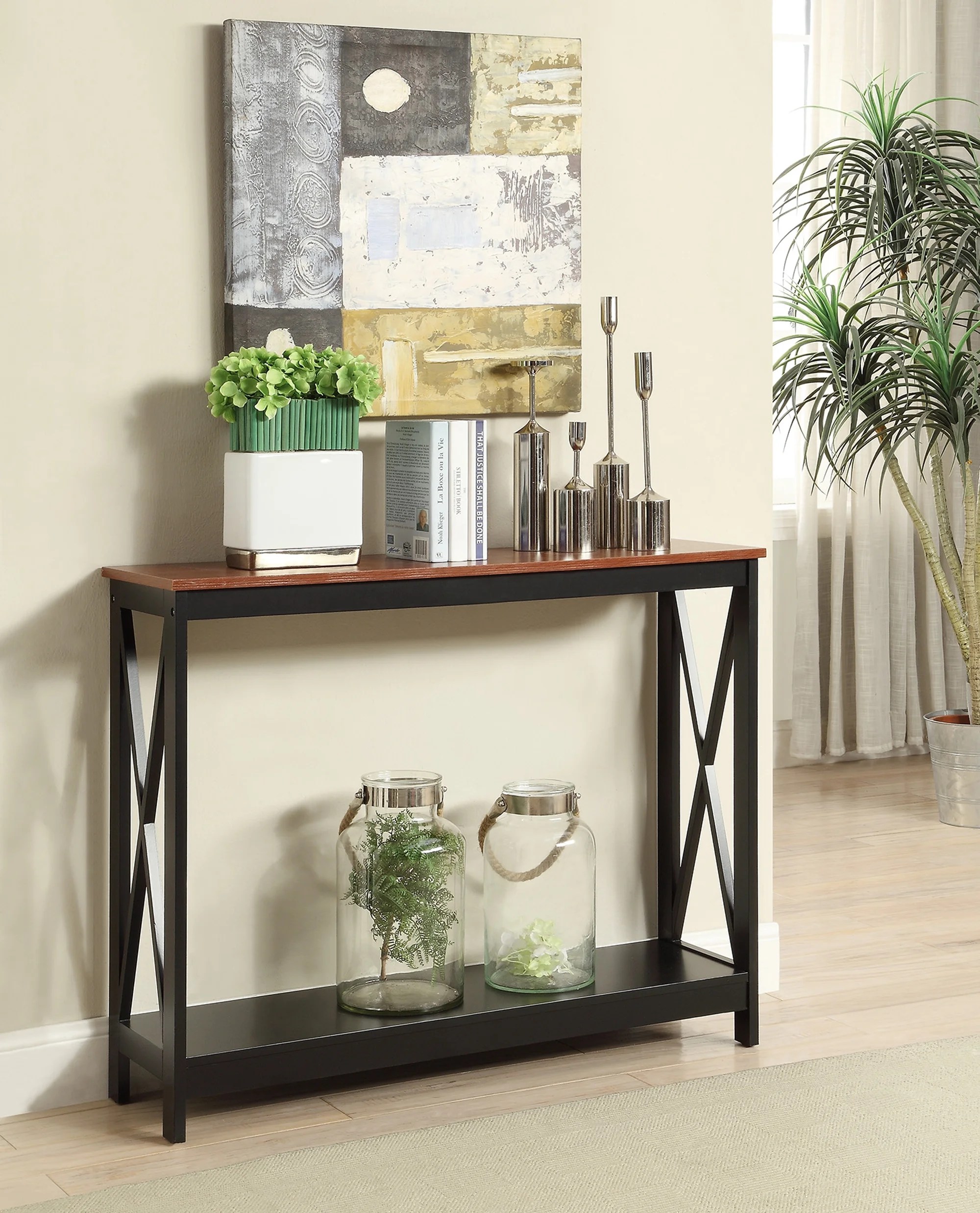 Convenience Concepts Oxford Console Table, Cherry/Black