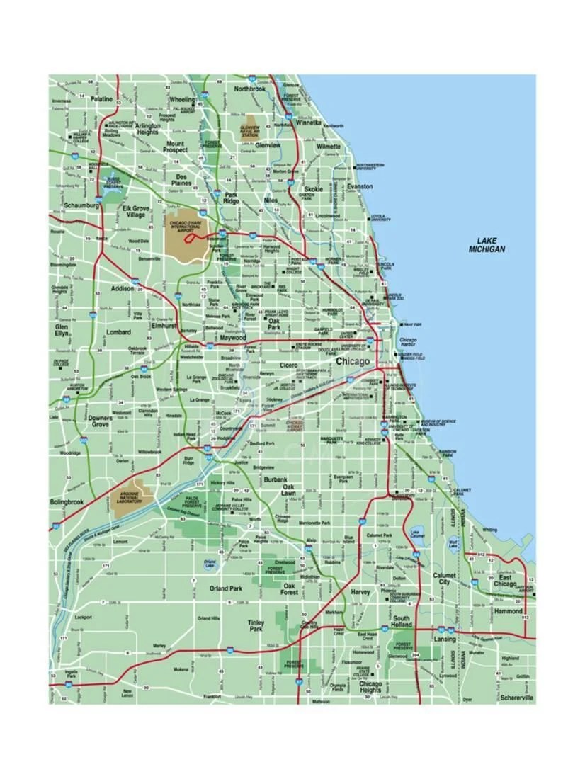 Map Of Greater Chicago Area Greater Chicago Metropolitan Area Map Print Wall Art By Bfordyce - Walmart.com