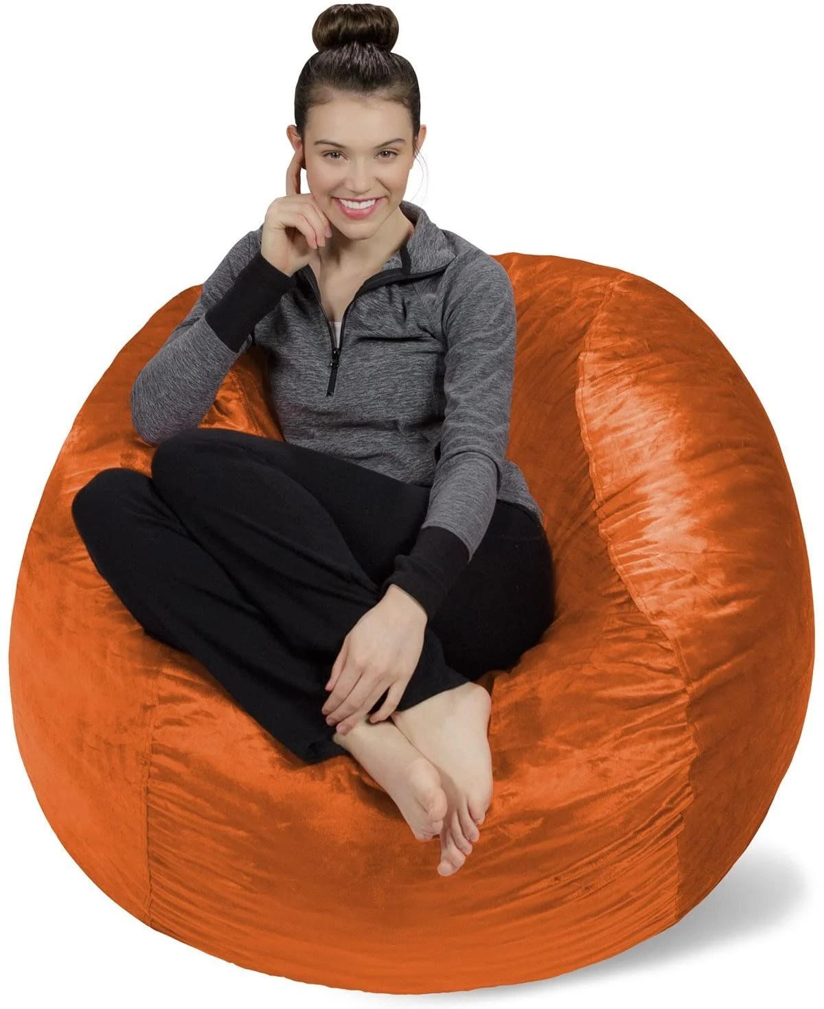 Sofa Sack 4 ft Memory Foam Bean Bag Chair, Tangerine