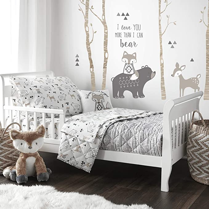 Levtex Baby Bailey Toddler Bed Set Charcoal Grey, White, Taupe Levtex Baby Bailey Toddler Bed Set Charcoal Grey, White, Taupe