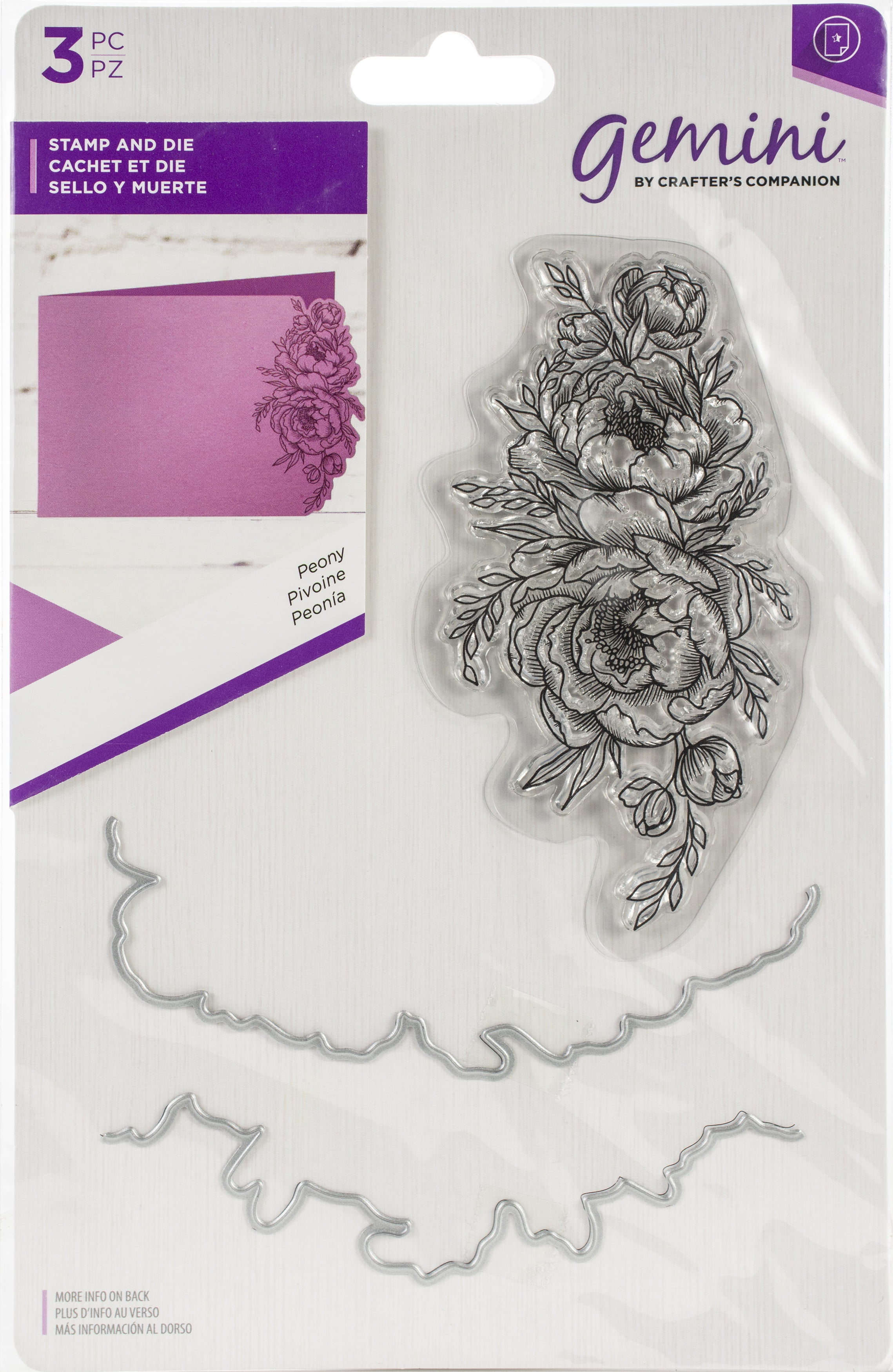 Crafter's Companion Gemini Clear Stamps & Dies, Peony