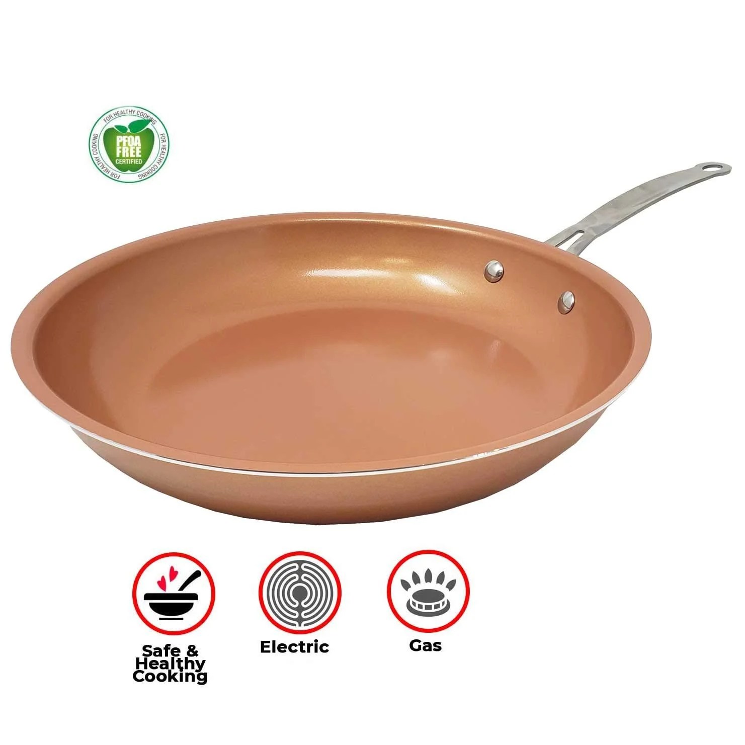 11" Ceramic Copper Nonstick Frying Saut Pan for Electric Glass or