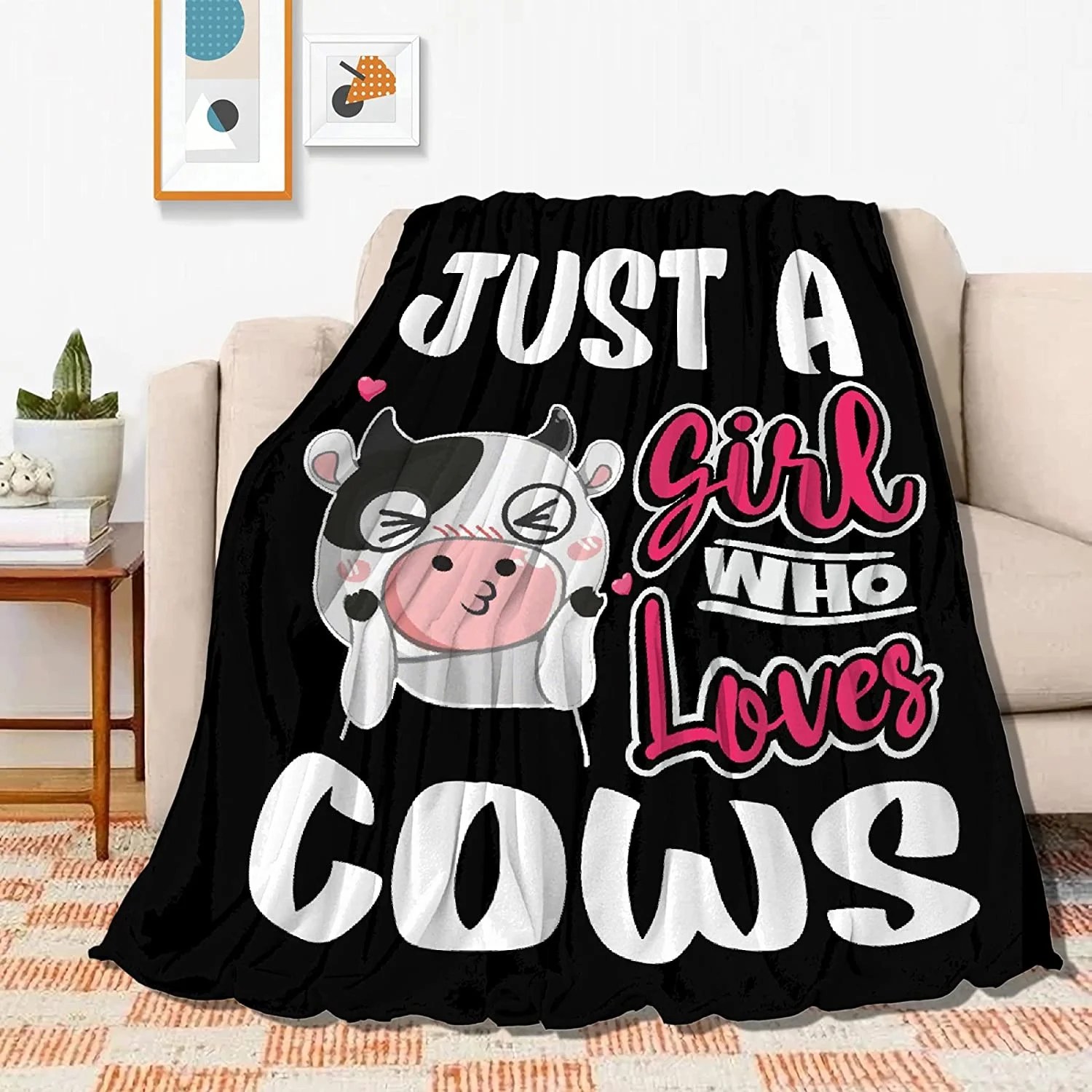 Cow Blanket Just A Girl Who Loves Cows Soft Blankets and Throws Flannel