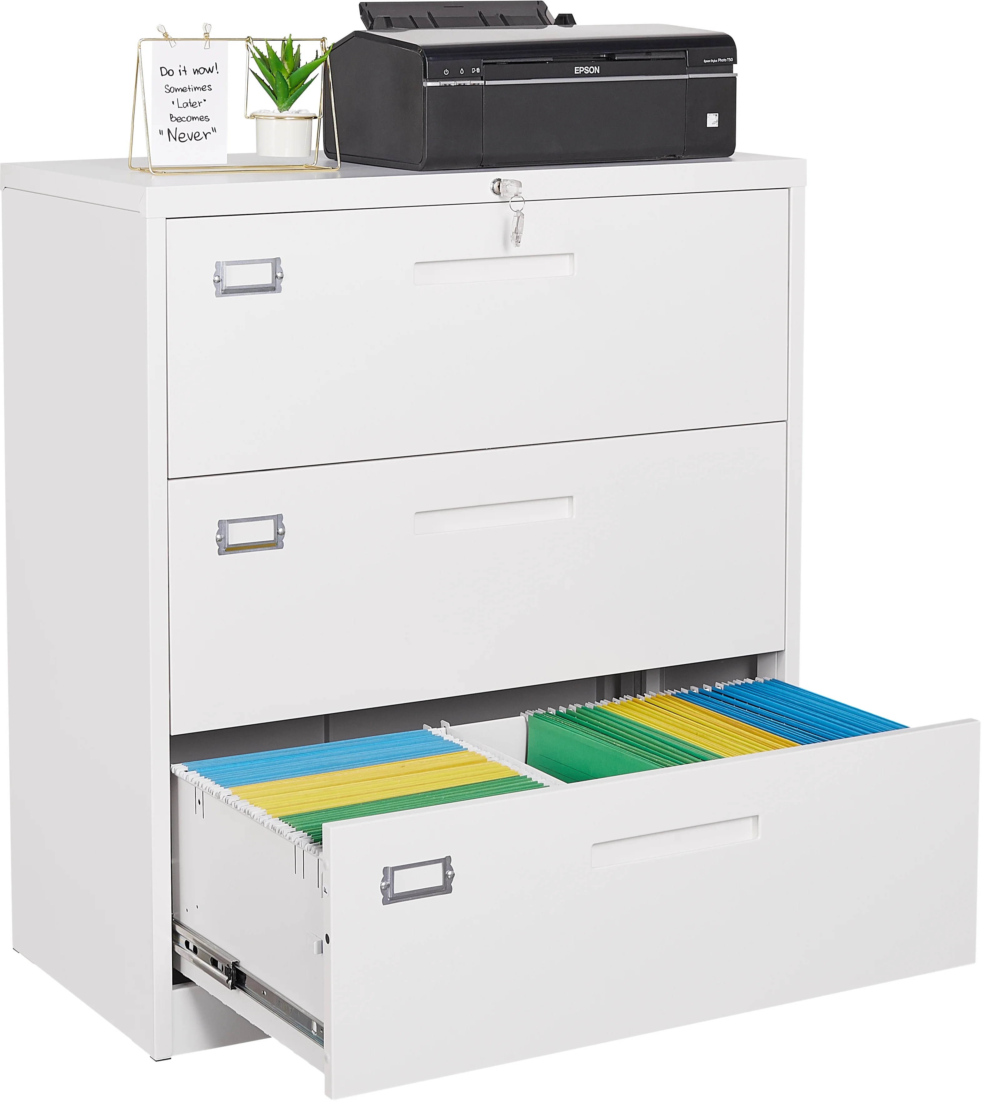 STANI 3 Drawer Lateral File with Lock,Large Metal Vertical