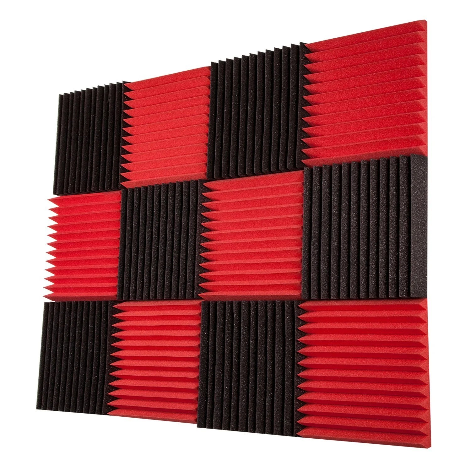 96 Red & Black Pack Acoustic Foam Tiles Wall Record Studio Sound Proof