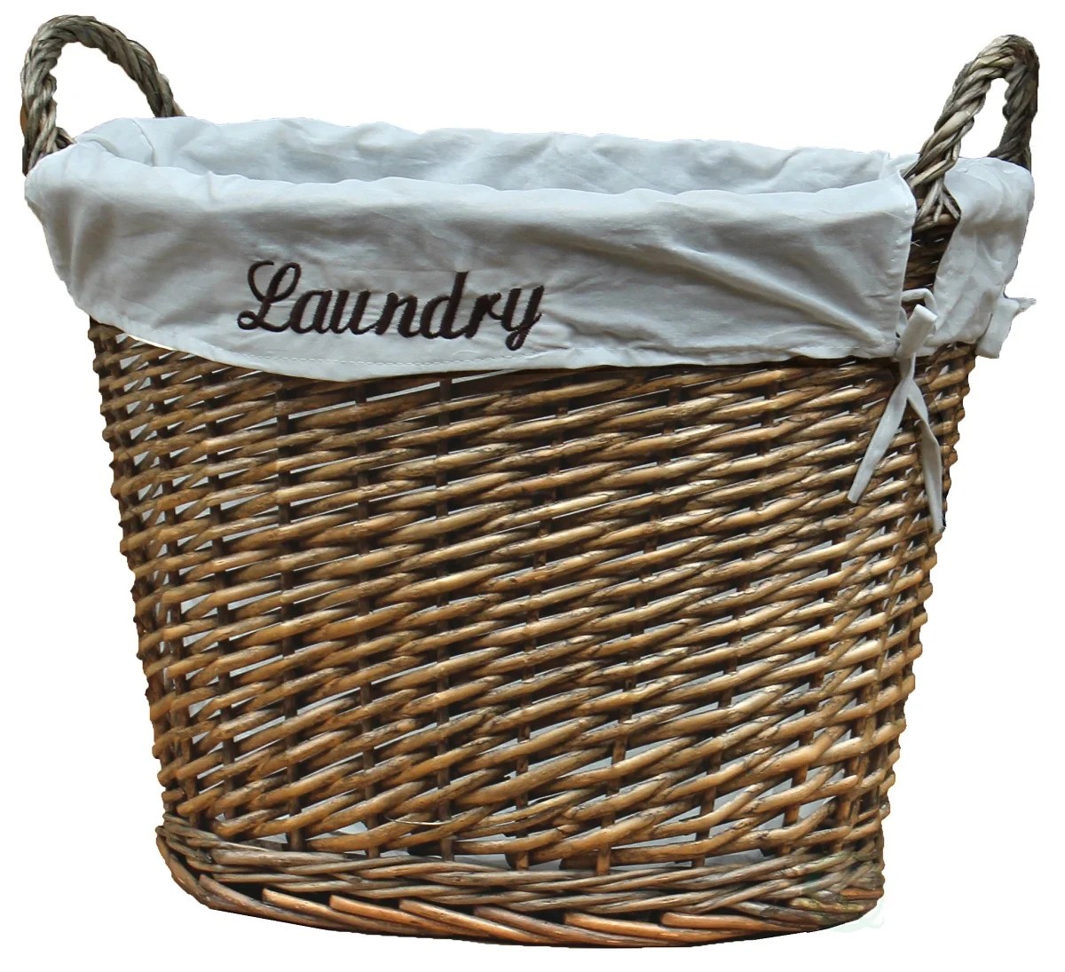 Wicker Laundry Basket with White Liner