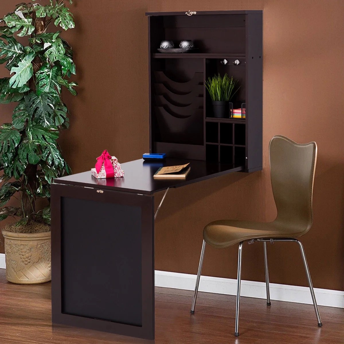 Costway Wall Mounted Table Convertible Desk Fold Out Space Saver Costway Wall Mounted Table Convertible Desk Fold Out Space Saver