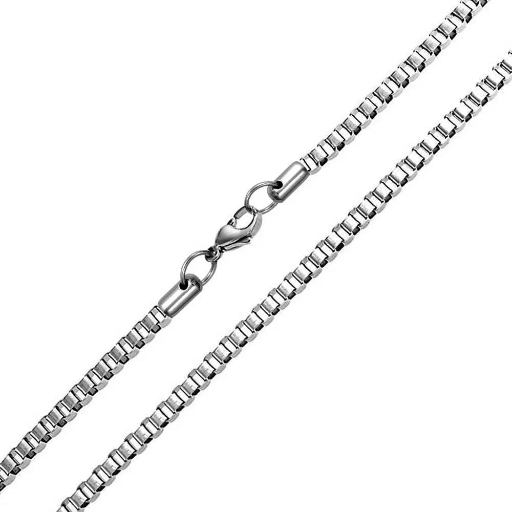 Bling Jewelry Thin Plain 3MM Silver Tone Stainless Steel Basic Box