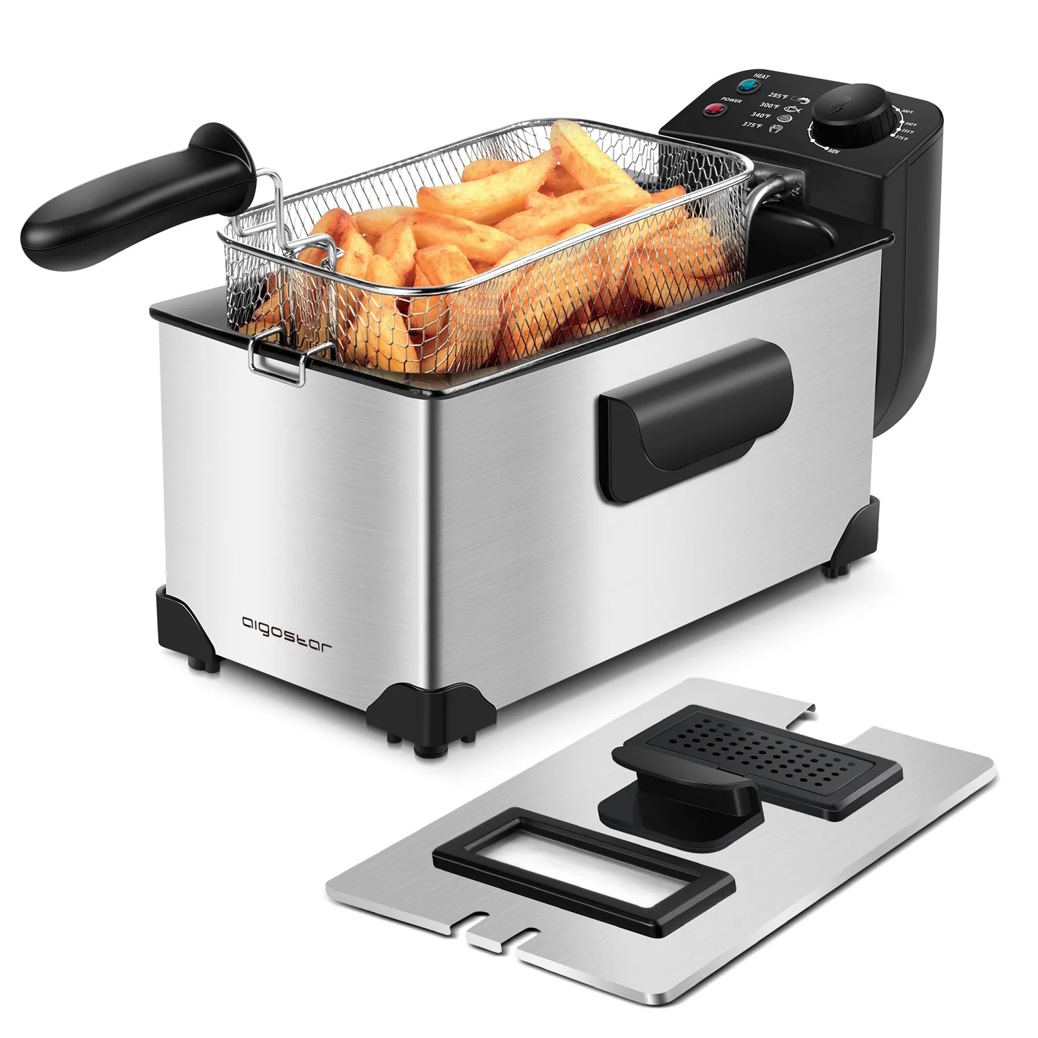 Aigostar Deep Fryer, Electric Fat Fryers with Baskets, 3L Oil Frying
