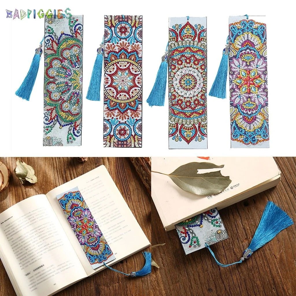 BadPiggies DIY 5D Resin Diamond Painting Bookmarks with Tassel Mosaic